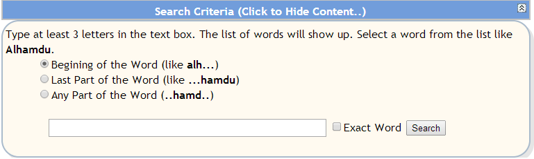 Search Criteria