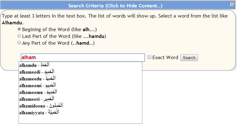 Search Criteria