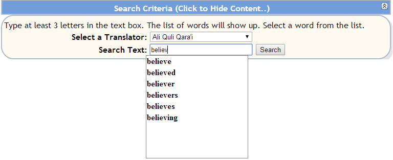 Search Criteria